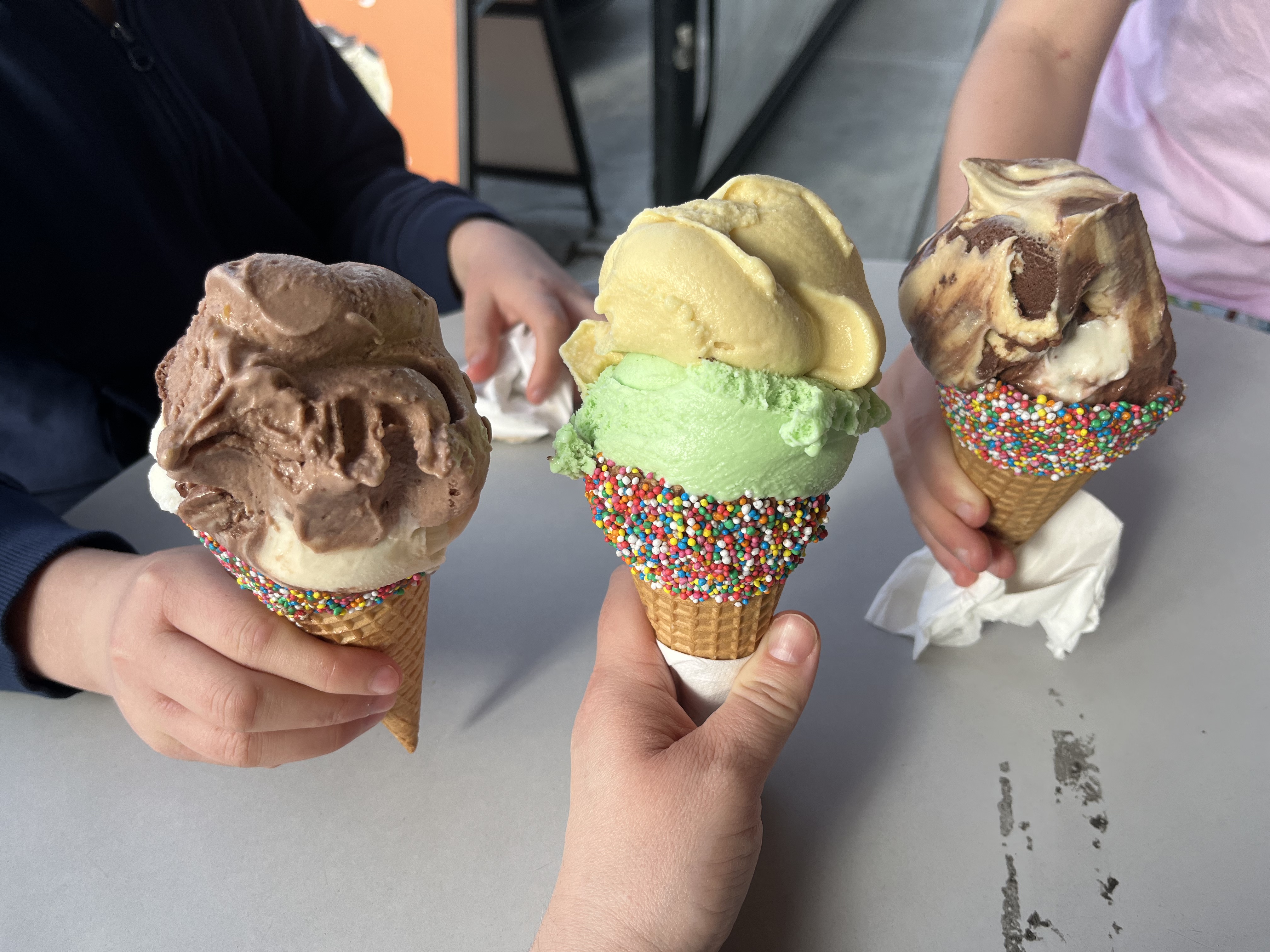Liquid cream is mixed with other ingredients to give it flavour and colour and then frozen to make solid ice cream