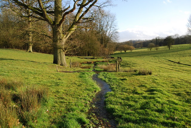 Stream flowing between two hills